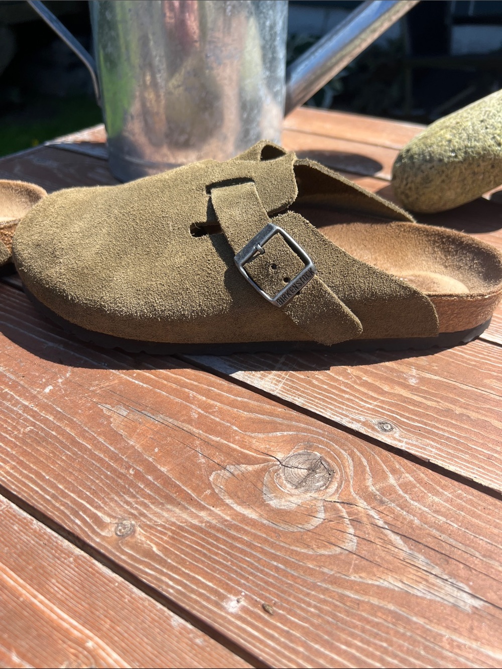 Birkenstock Olive Suede Clogs - Picture 3 of 9